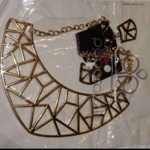 Copy New! Vintage Chic Bib Necklace and Earrings Aztec Gold